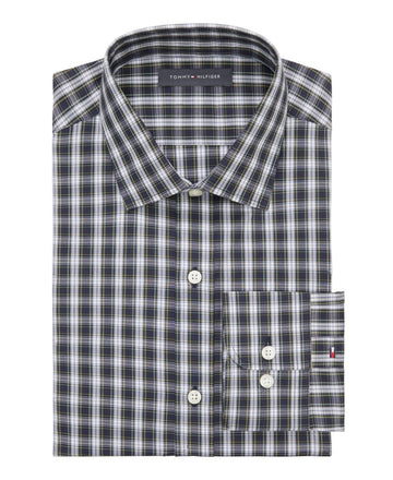 Translation missing: en.Tommy Hilfiger Dress Shirt Men's 18 34/35 Peacoat Plaid Slim Fit Stretch Twill