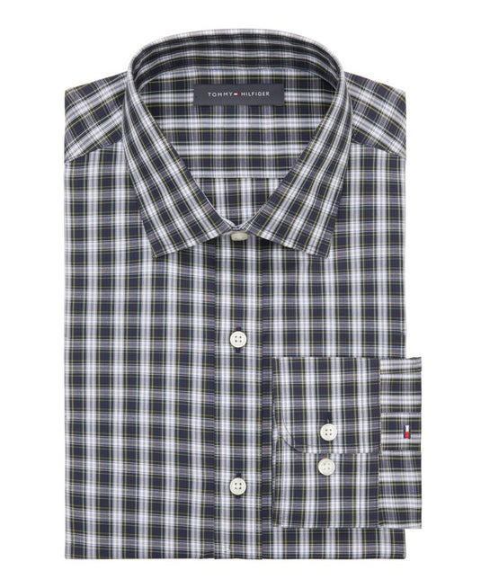 Translation missing: en.Tommy Hilfiger Dress Shirt Men's 18 34/35 Peacoat Plaid Slim Fit Stretch Twill