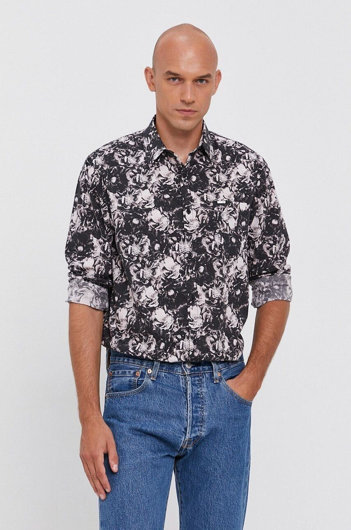 Translation missing: en.GUESS Men's Eco Collins Floral-Print Flower Fantasy Shirt in Black Multi-Large