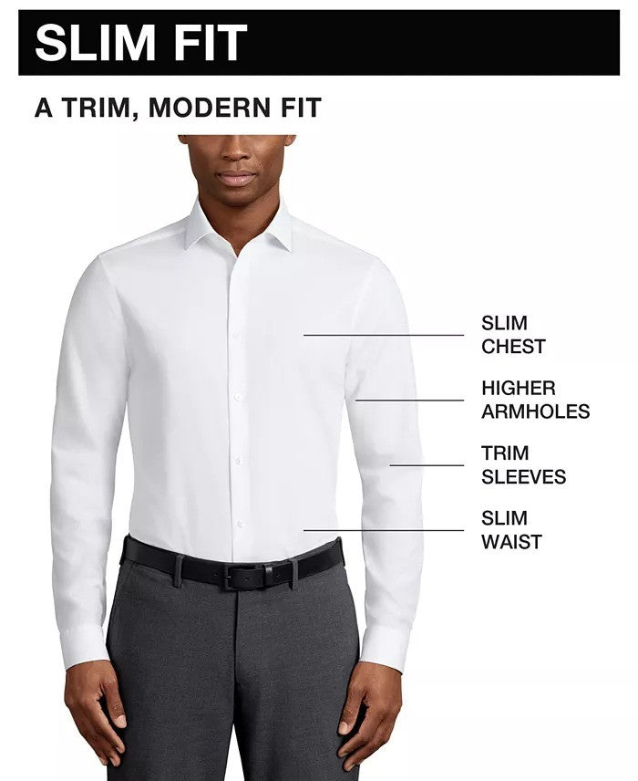 Translation missing: en.Calvin Klein Steel+, Dress Shirt Men's 16.5 32/33 Blue Multi Slim Fit Stretch