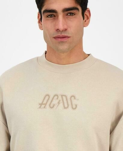 Translation missing: en.Tai Apparel Men's Ac/Dc Relaxed Fit Crewneck Graphic Sweatshirt Beige-Small