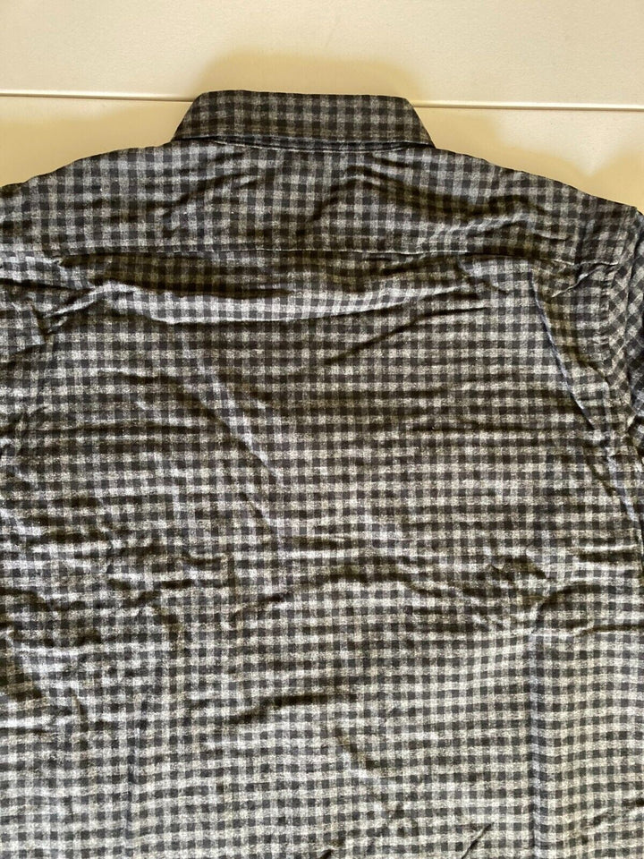Translation missing: en.DKNY Men's Fulton Gingham Long-Sleeve Cotton Flannel Shirt Charcoal Heather-XL