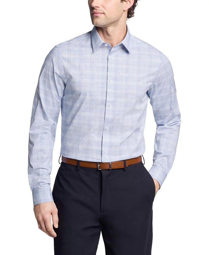 Translation missing: en.Calvin Klein Steel Men's Dress Shirt Stretch Slim Fit Check Navy-14.5 32/33