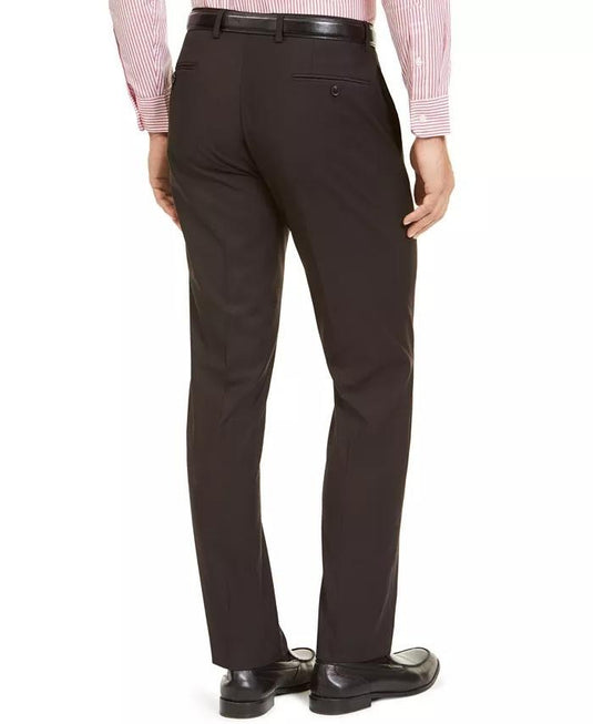 Translation missing: en.Ralph Lauren Norton Mens UltraFlex Houndstooth Dress Pants Burgundy-Black 34/32