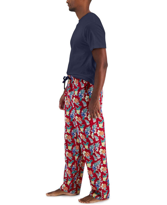 Translation missing: en.Club Room Men's Solid Top &amp; Tropical Pants 2-Pc. Pajama Set Jester Red-Medium