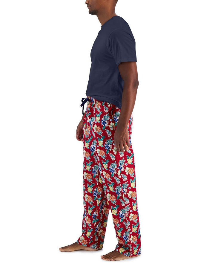 Translation missing: en.Club Room Men's Solid Top &amp; Tropical Pants 2-Pc. Pajama Set Jester Red-Medium