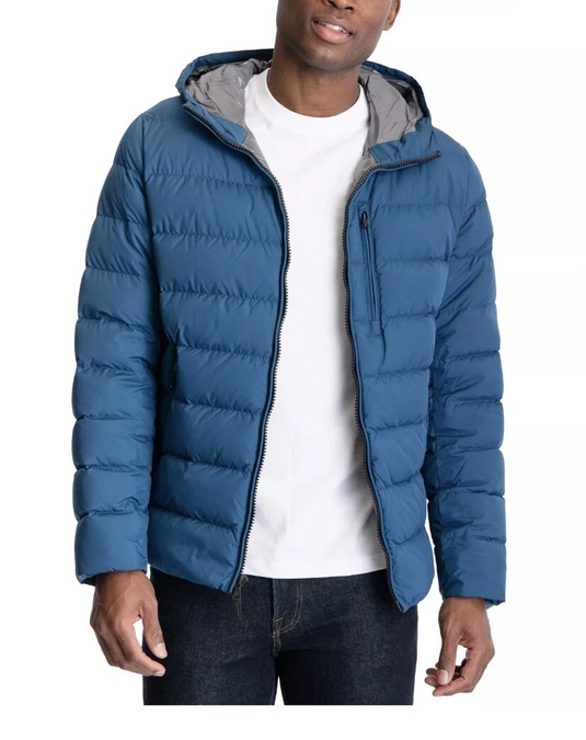 Translation missing: en.Michael Kors Men's Hooded Puffer Jacket Size Small Pacific Blue Wind-Resistant