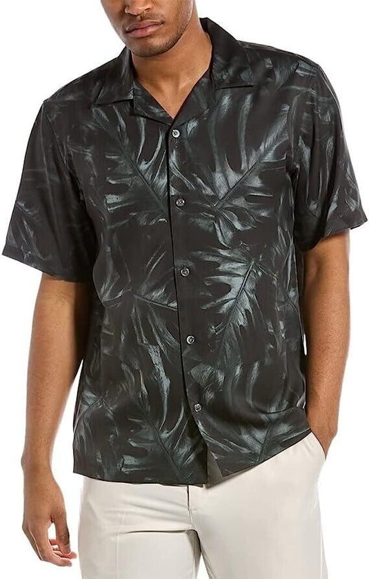 Translation missing: en.Theory Men's Noll Bold Palm Print Camp Collar Shirt in Balsam Multi M0479518-Med