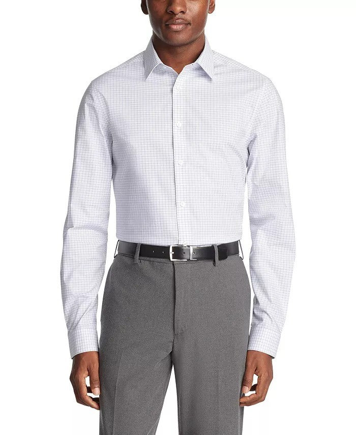 Translation missing: en.Calvin Klein Steel+, Dress Shirt Men's 16.5 32/33 Blue Multi Slim Fit Stretch