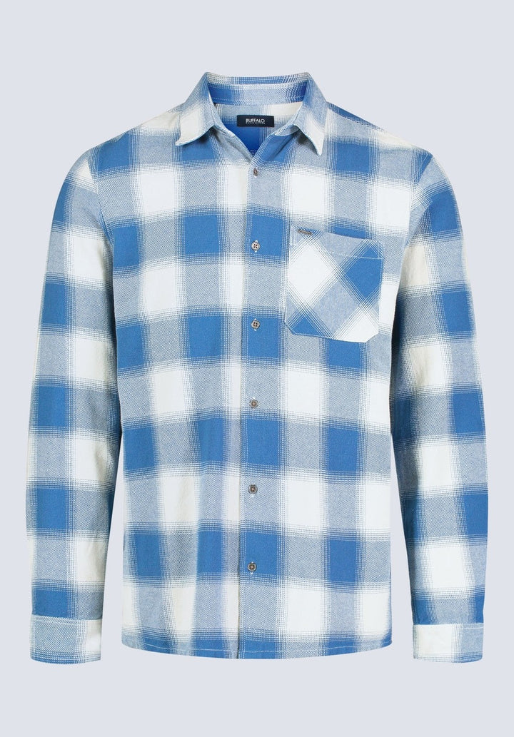 Translation missing: en.Buffalo David Men's Sinclair Plaid Flannel Button-Front Shirt Coronet Blue-Small