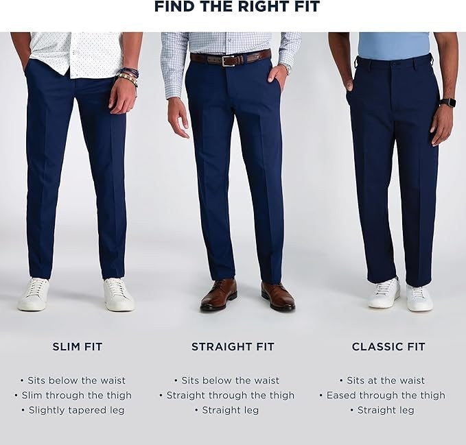 Translation missing: en.Haggar Mens Iron Free Premium Khaki Straight-Fit Flat-Front Pant Dk Navy-36x29