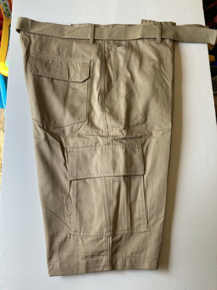 Translation missing: en.Original Blu Rock Belted Cargo Shorts Flat Front Khaki-36