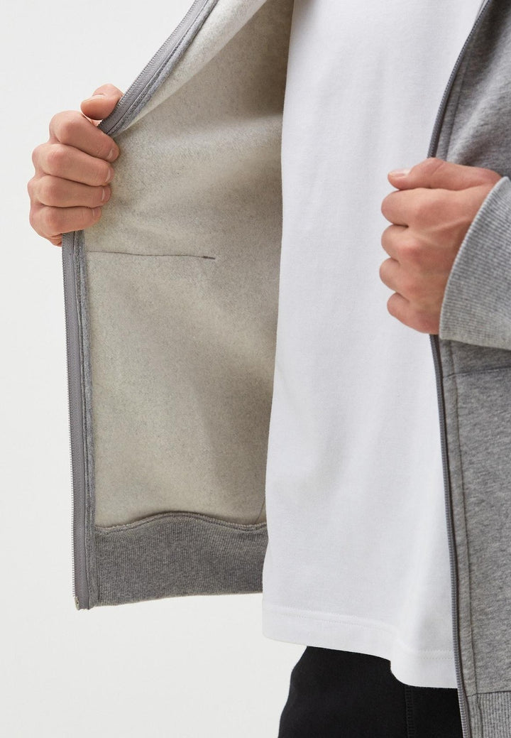 Translation missing: en.Reebok Mens Full Zip Hoodie Med Grey Heather Size Medium Fleece Logo Classic Fit