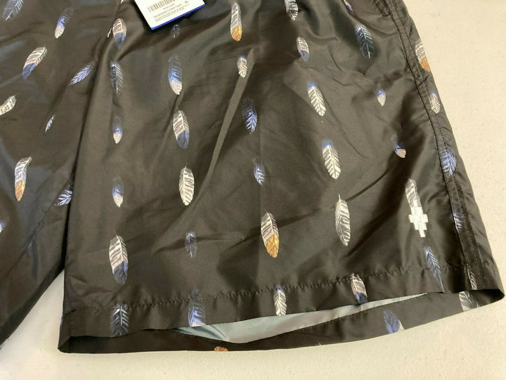 Translation missing: en.MARCELO BURLON COUNTY OF MILAN Feather-print Swim Shorts In Black-Size XL