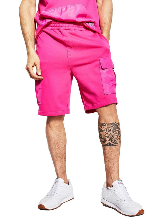 Translation missing: en.Royalty by Maluma Men's Relaxed-Fit Mixed-Media 9-1/2 Utility Shorts Fuchsia-Med