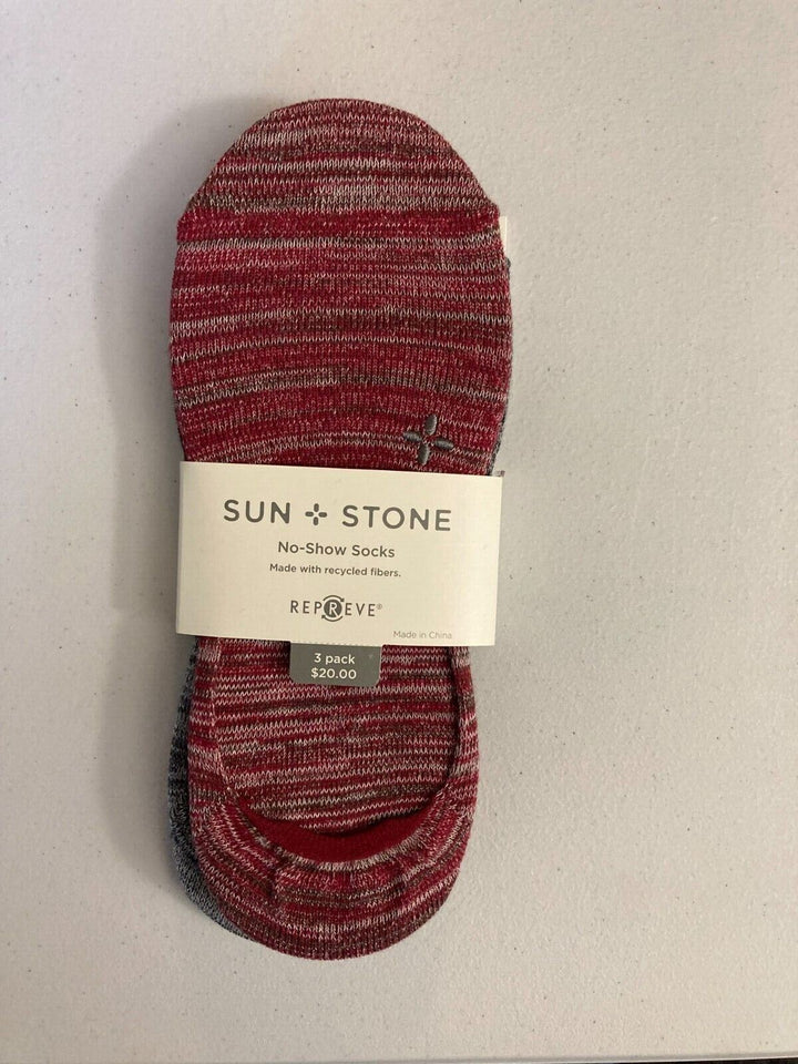 Translation missing: en.Sun + Stone Men's 3-Pk. No-Show Socks Red Multi Size  7-12 Sock Size 10-13