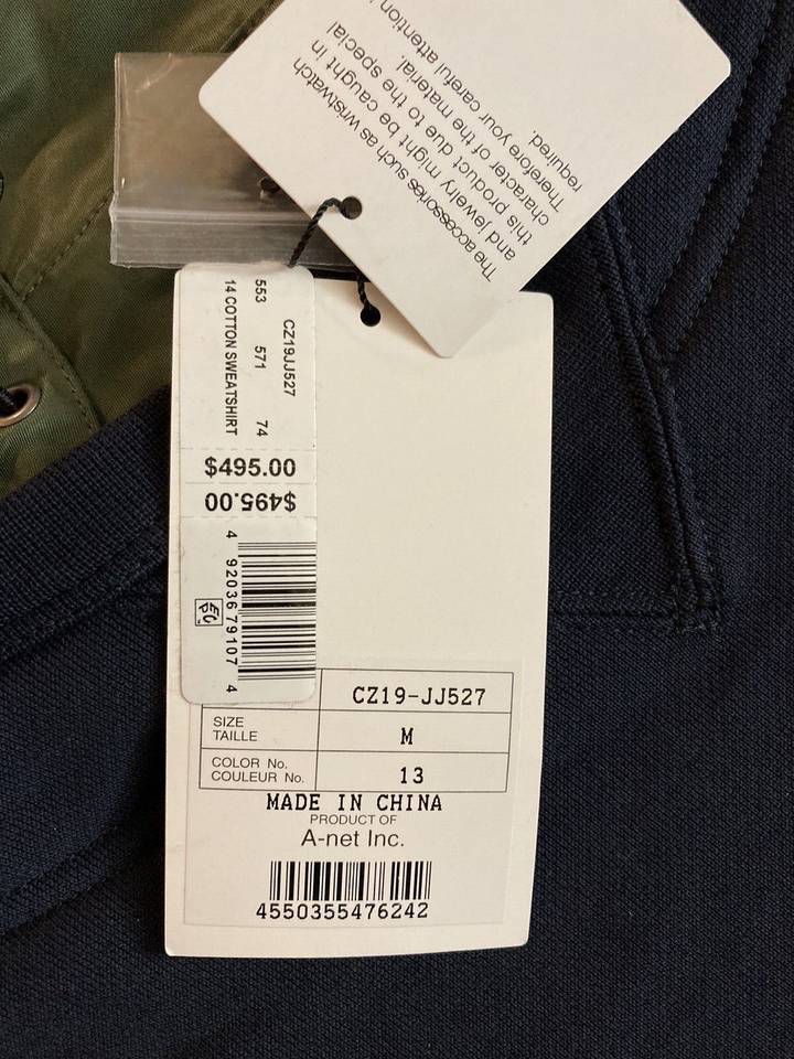 Translation missing: en.Zucca Men's 14 COTTON HOODED SWEATSHIRT Navy/Green-Medium