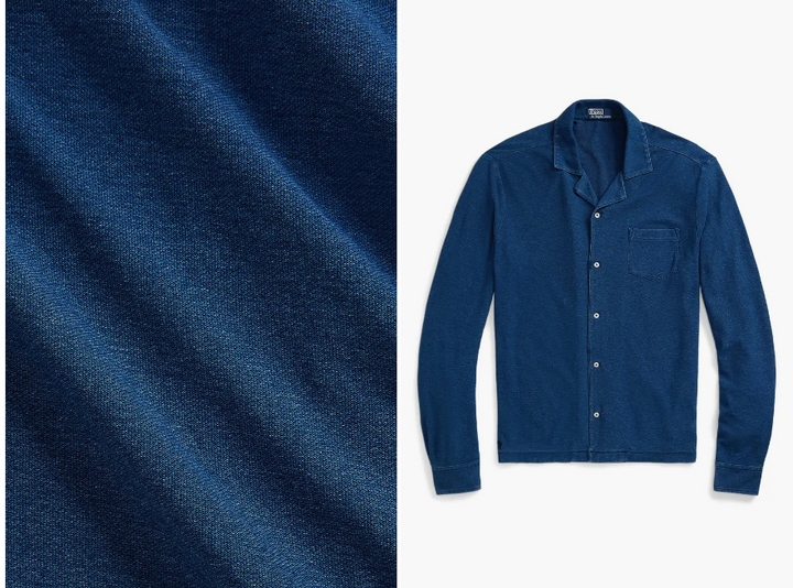 Translation missing: en.Polo Ralph Lauren Men's Indigo Knit Button-Up Shirt in Medium Indigo-XL