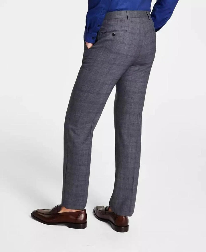 Translation missing: en.Michael Kors Malone Dress Pants Mens 44x32 Grey Plaid Reg-Fit Stretch Wool-Blnd
