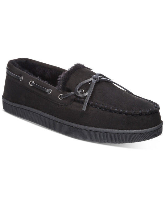 Translation missing: en.Club Room Men's Moccasin Slippers in Black-Small 6-7