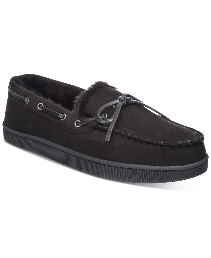 Translation missing: en.Club Room Men's Moccasin Slippers in Black-Small 6-7