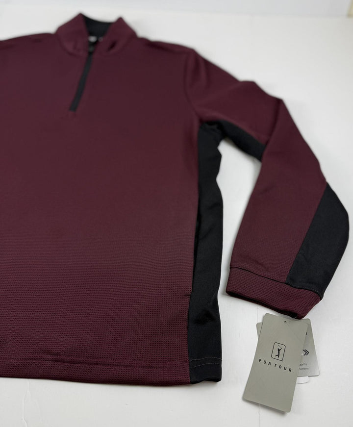 Translation missing: en.PGA Tour Quarter-Zip Pullover Golf Sweater Burgundy Size Small Micro Jacquard