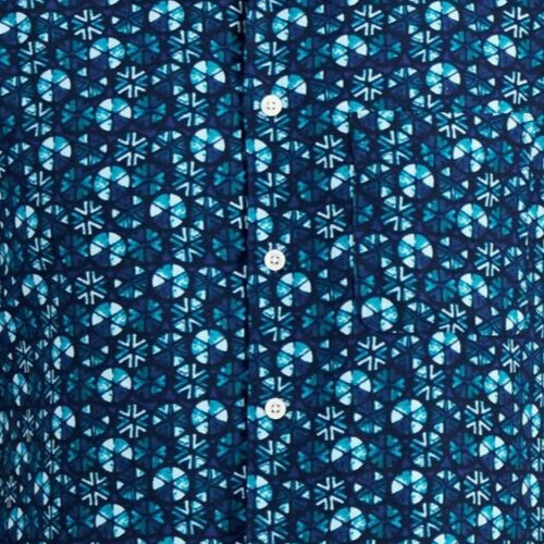 Translation missing: en.Tasso Elba Men's Silk Blend Cellula Tile Printed Shirt in Blue Combo-Small