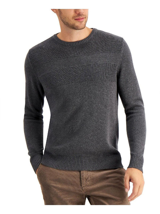 Translation missing: en.Club Room Men's Textured Cotton Sweater Charcoal Heather-XL