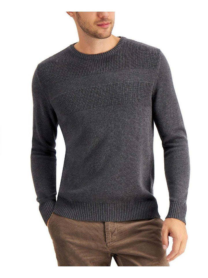 Translation missing: en.Club Room Men's Textured Cotton Sweater Charcoal Heather-XL