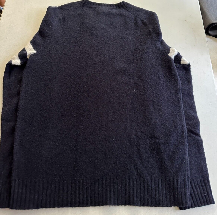 Translation missing: en.The Men's Store Designer Merino Wool Striped Sleeves Swater in Navy/White-Small