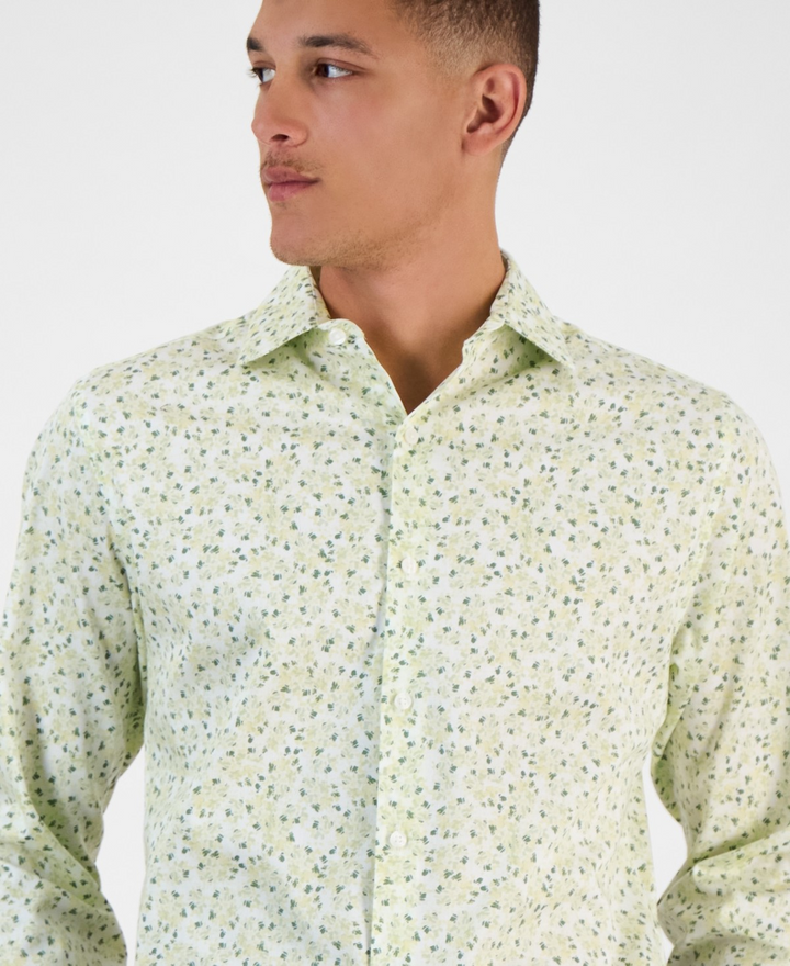 Translation missing: en.Bar III Dress Shirt 15-15.5 34/35 White Sage Men's Slim Fit Boboli Floral Print