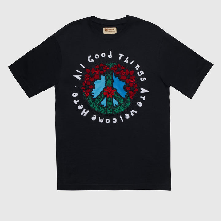 Translation missing: en.AGTAWH All Good Things T-Shirt Men's Small Black Peace &amp; Good Things Embroidered