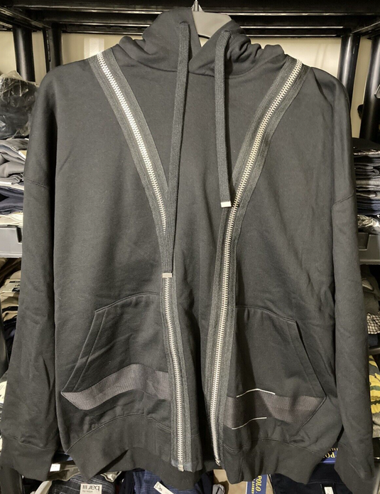Translation missing: en.Zucca Men's 15 ZIPPED SWEATSHIRT Hoodie Relaxed Fit Black-Medium