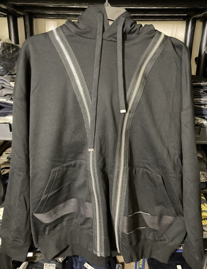 Translation missing: en.Zucca Men's 15 ZIPPED SWEATSHIRT Hoodie Relaxed Fit Black-Medium