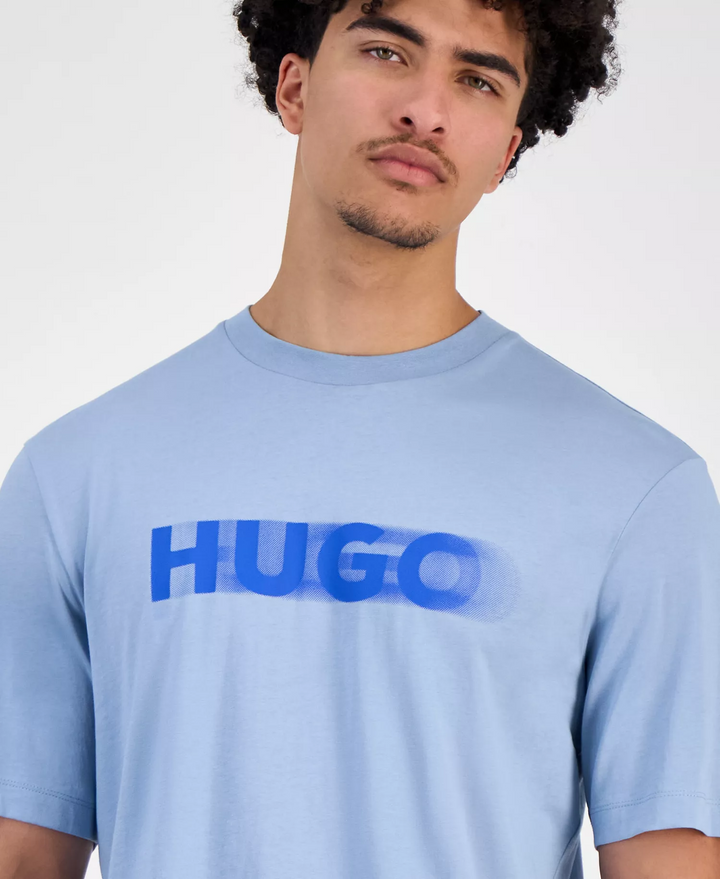Translation missing: en.Hugo Boss Mens Hugo Nalax Logo Graphic T-Shirt Cotton Pastel Blue-Small