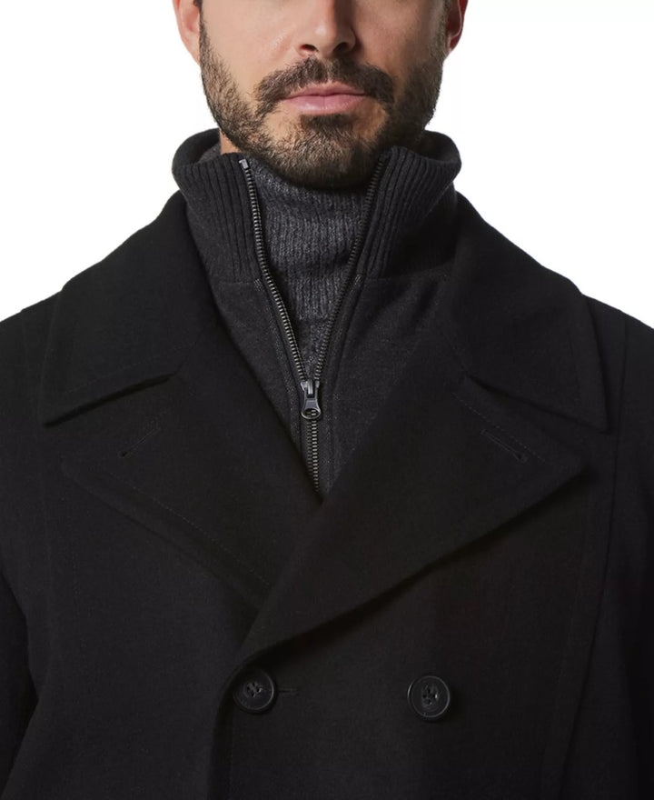 Translation missing: en.Marc New York Men's Danton Peacoat with Inset Bib Wool Blend Black-Size XL