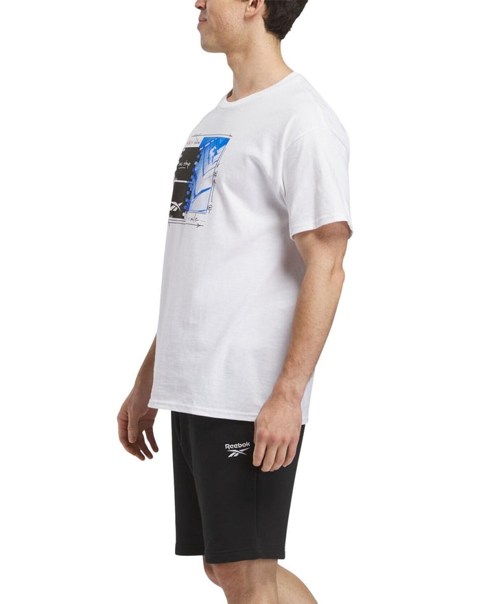 Translation missing: en.Reebok Men Regular fit Short Sleeve Graphic T-Shirt Shirt Large White Multi