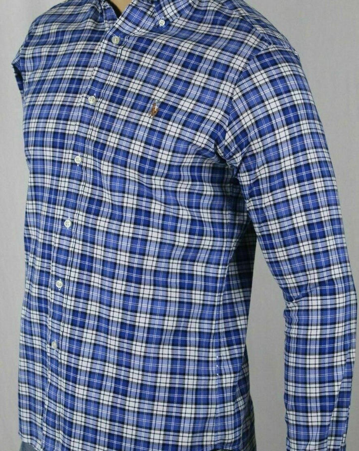 Translation missing: en.Polo Ralph Lauren Classic Fit Oxford Shirt in Blue Mini Check-Small
