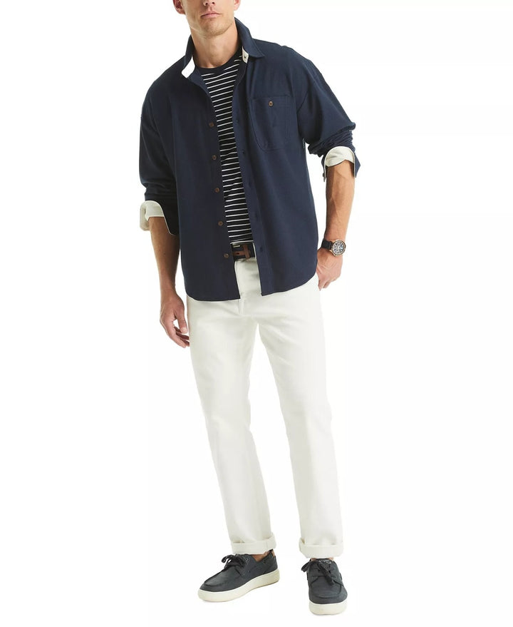 Translation missing: en.Nautica Long Sleeve Button Front Knit Shirt - NAVY SEAS - 2XL