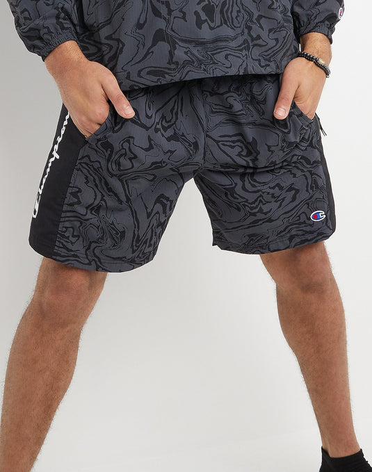 Translation missing: en.Champion Mens Hybrid Shorts, Black Marble, 7" Liquid Stealth/Black-XL