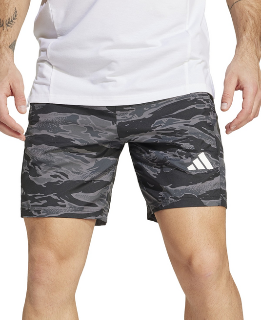 Translation missing: en.adidas Men's Regular-Fit Camouflage 7" Training Shorts - Black Gray-2XL