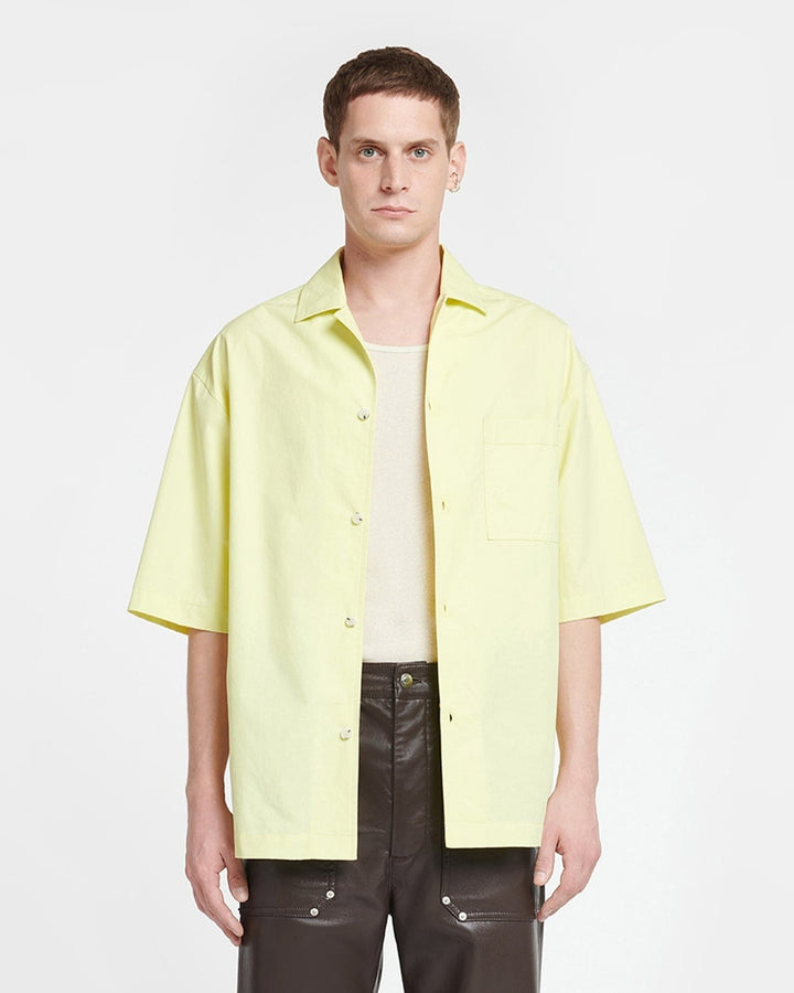 Translation missing: en.Nanushka Mens Caspian Heavy Poplin Cotton Lumen Yellow Button Shirt-Medium