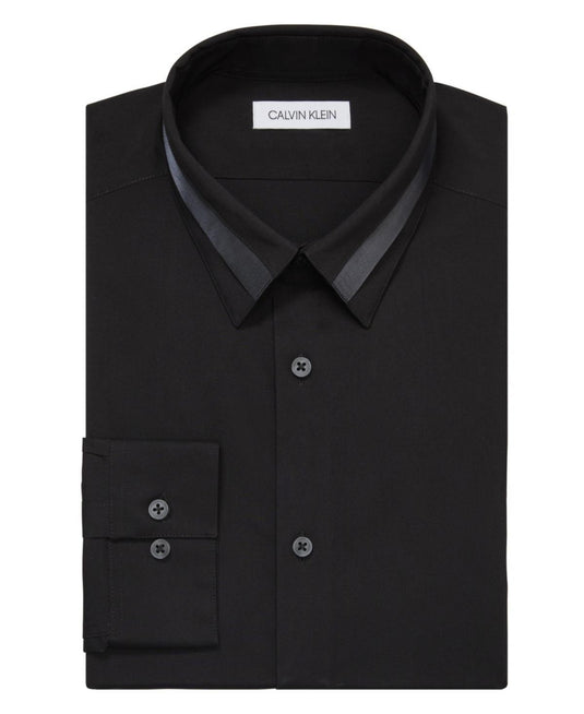 Translation missing: en.Calvin Klein Mens Dress Shirt Slim Fit Formal Infinite Black Solid-15-15.5 34/35