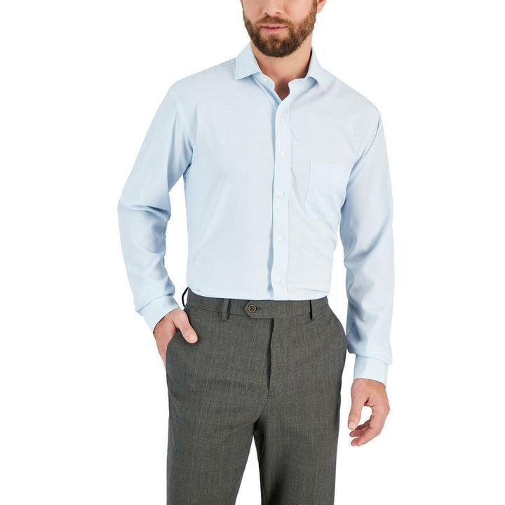 Translation missing: en.Club Room Men's Regular Fit Traveler Fine Stripe Dress Shirt Lt Blue-16 32/33