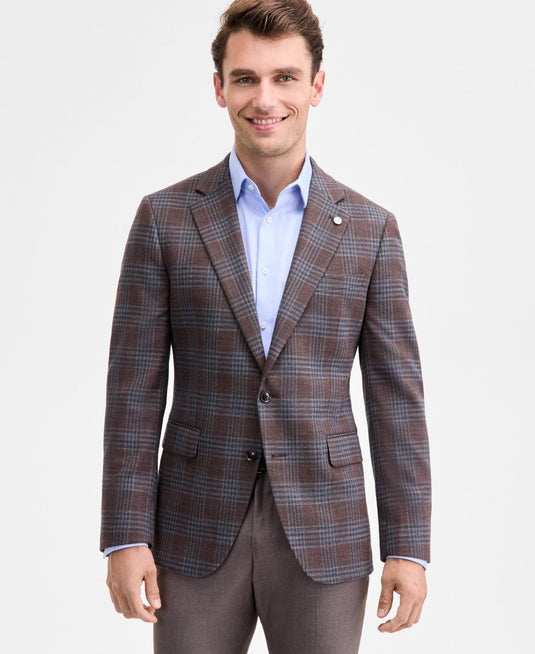 Translation missing: en.Ted Baker Men's Modern-Fit Brown Blue Plaid Sport Coat Stretch Brown Blue-36R