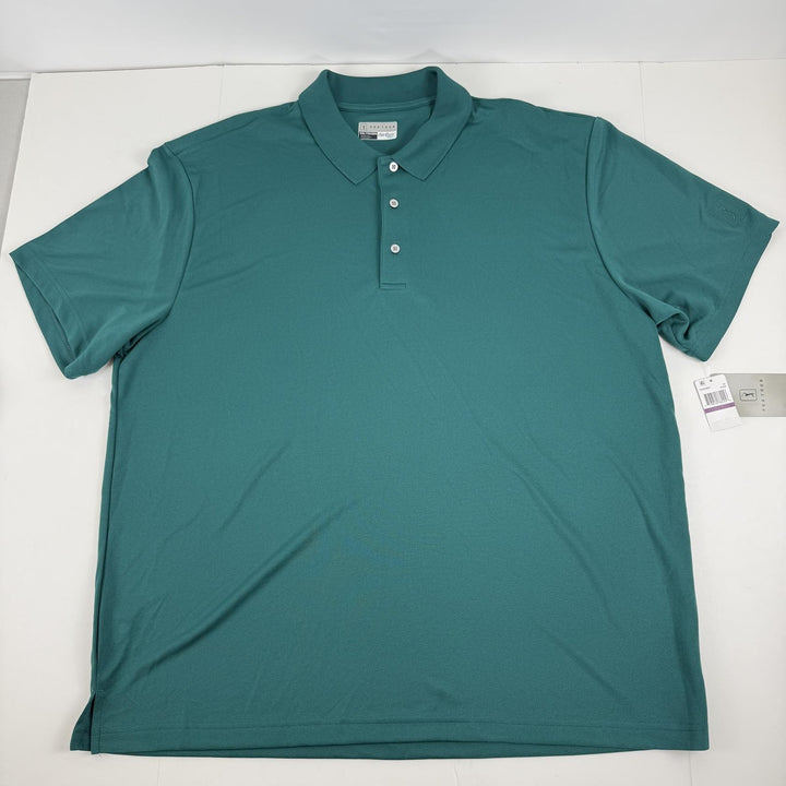 Translation missing: en.PGA TOUR  Airflux Regular-Fit Mesh Performance Golf Polo Shirt - Storm Green-2XL
