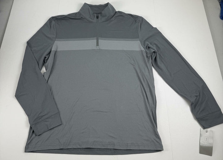 Translation missing: en.PGA Tour Chest Stripe Ombre Long Sleeve Quarter-Zip Golf Sweater Gray Sz Medium
