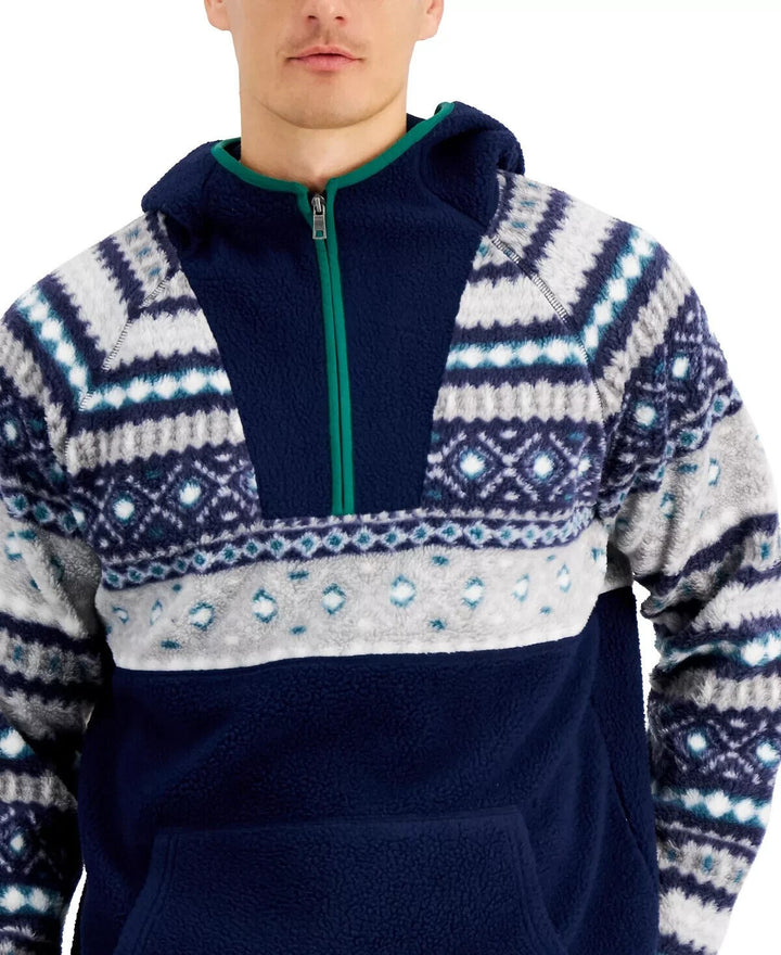 Translation missing: en.Club Room Men's Sherpa Fleece Anorak Pullover in Grey Combo-Medium