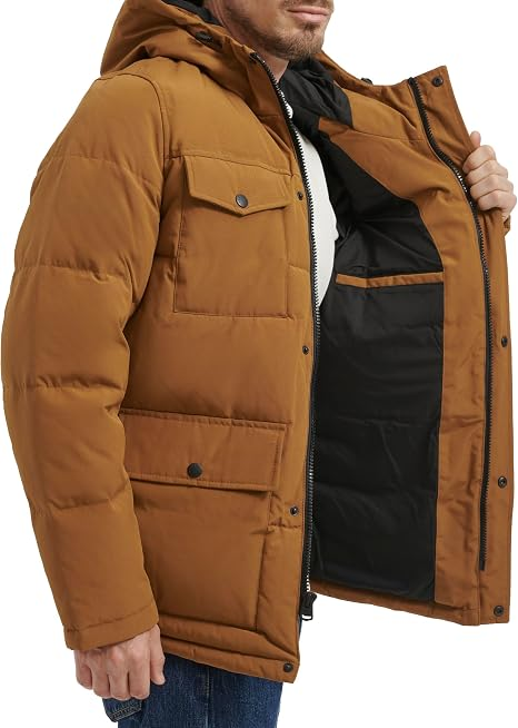 Translation missing: en.Levi's Men's Quilted Four Pocket Parka Hoody Jacket - Worker Brown-2XL