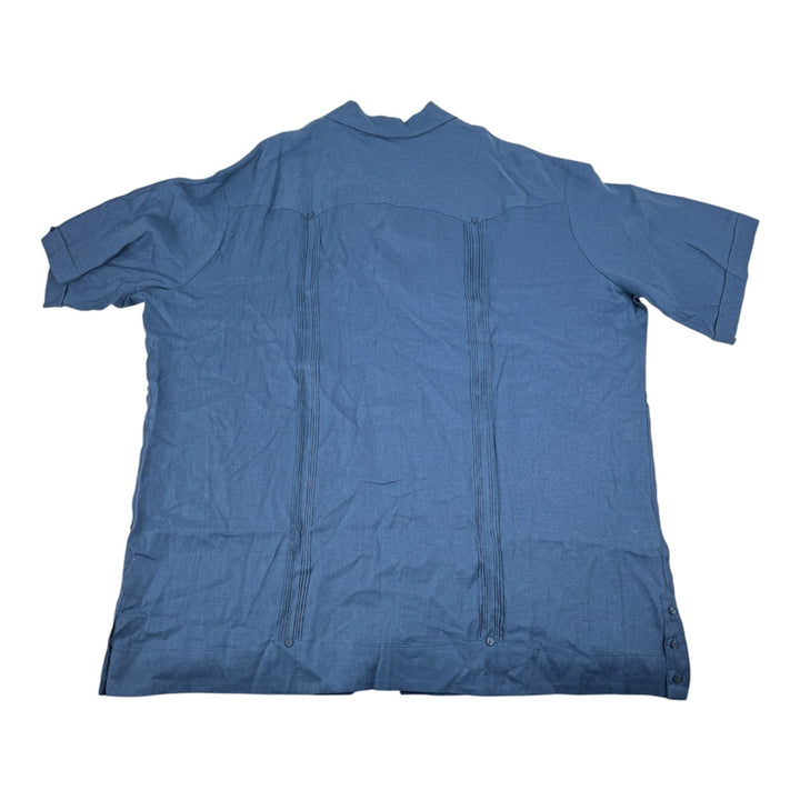 Translation missing: en.Cubavera Men's Big &amp; Tall 4-Pocket 100% Linen Guayabera Shirt Ensign Blue-3XLT